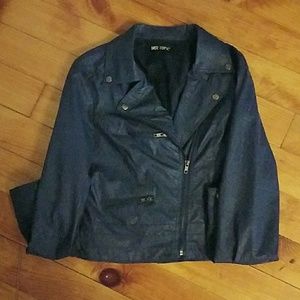 Blue faux leather hot topic jacket